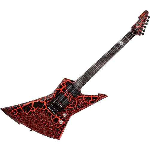 Schecter Balsac E-1 FR Electric Guitar in Black Orange Crackle, 1559