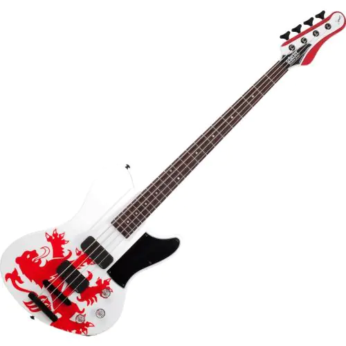 Schecter Simon Gallup Ultra Spitfire Bass White with Red Lion, 2254