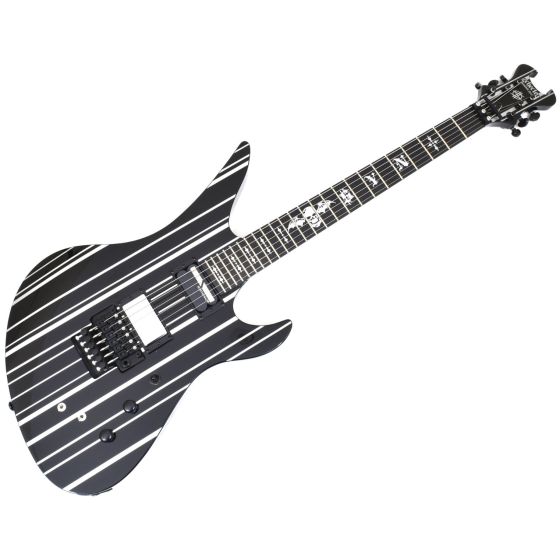 Schecter Synyster Custom-S Guitar Gloss Black Silver Pin Stripes, 1741